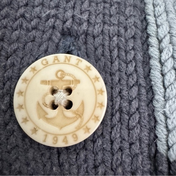 Gant by Michael Bastian Blue Nautical Stripe Shawl Collar Cardigan Sweater Large - Picture 14 of 15